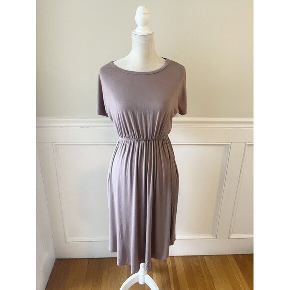 Iconic Luxe Stretch Jersey Casual Dress With Pockets & Elastic Waist M - Picture 3 of 7